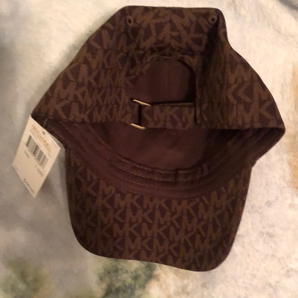 Michael Kors Brown 100% Cotton MK Monogram Adjustable Baseball Cap OS NWT - Picture 9 of 15